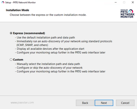 Setup Dialog: Installation Mode Setup Dialog: Installation Mode
