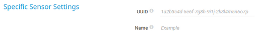 Specific Sensor Settings Specific Sensor Settings